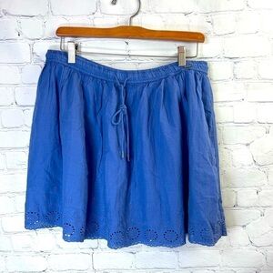 Eyelet Lace trimmed skirt, Dusty Blue Cotton Woven, pull-on, Timeout brand,sz 40